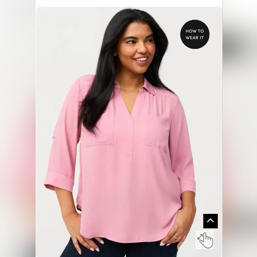 Torrid Harper Collared 3/4 Sleeve Blouse